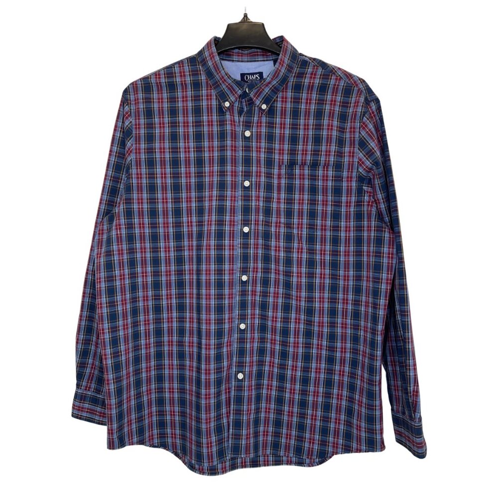 Men Blue | Burgundy Plaid Shirt Size XXL